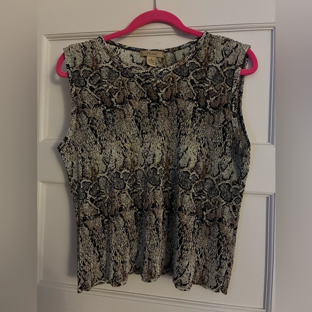 St. John Black and Brown Snake Print Blouse
